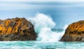 Breaking Waves Between Intertidal Rocks