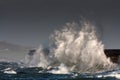 Breaking waves over Holyhead Breakwater Royalty Free Stock Photo