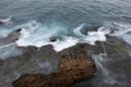 Breaking waves on rocks, mediterranean sea, Beirut coast, Lebanon Royalty Free Stock Photo