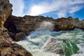 Breaking waves on the rocky coast of the Black Sea at Tyulenovo, Bulgaria Royalty Free Stock Photo