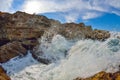 Breaking waves on the rocky coast of the Black Sea at Tyulenovo, Bulgaria Royalty Free Stock Photo