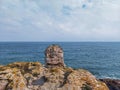 Breaking waves on the rocky coast of the Black Sea Royalty Free Stock Photo