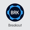 Breakout Virtual Currency Coin. Vector Symbol of BRK. Royalty Free Stock Photo