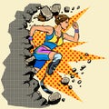 Breaks the wall disabled woman runner with leg prostheses running forward. sports competition Royalty Free Stock Photo