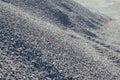 Breakstone background. Road gravel. Gravel texture. Crushed Gravel. Piles of limestone rocks. Break stones on construction site.