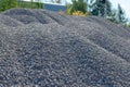 Breakstone background. Road gravel. Gravel texture. Crushed Gravel. Piles of limestone rocks. Break stones on construction site.