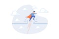 Breakthrough business barrier, overcome difficulty or obstacle to success, solve problem, business solution or leadership and