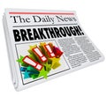 Breakthrough Newspaper Headline Big Announcement Discovery Royalty Free Stock Photo