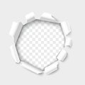 Breakthrough paper hole realistic 3D vector illustration