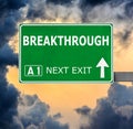 BREAKTHROUGH road sign against clear blue sky Royalty Free Stock Photo