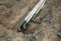 Breakthrough sewerage pipes system. Repair, insulation and replacement of sewer