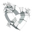 Breakup concept of Broken heart, 3D realistic vector illustration of heart symbol exploding to pieces. Creative idea of breaking Royalty Free Stock Photo