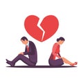 Breakup heart concept. A man and a woman sit with their backs to each other. Royalty Free Stock Photo