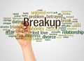 Breakup word cloud and hand with marker concept Royalty Free Stock Photo