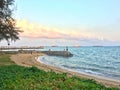 Breakwater along beach