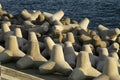 breakwater formed by concrete figures Royalty Free Stock Photo
