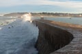 Breakwater of the harbor of Saint-Jean-de-Luz, France Royalty Free Stock Photo