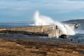 Breakwater of the harbor of Saint-Jean-de-Luz, France Royalty Free Stock Photo