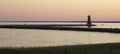 BREAKWATER LIGHTHOUSE AT SUNSET Royalty Free Stock Photo