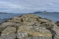 Breakwater by the Mediterranean sea on the island of Ibiza in Sp Royalty Free Stock Photo