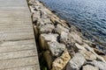 Breakwater by the Mediterranean sea on the island of Ibiza in Sp Royalty Free Stock Photo