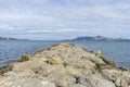 Breakwater by the Mediterranean sea on the island of Ibiza in Sp Royalty Free Stock Photo