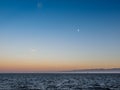 Breakwater at the Ogden Point in Victoria, BC, Canada; sunset ti