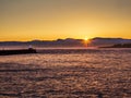 Breakwater at the Ogden Point in Victoria, BC, Canada; sunset t