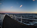 Breakwater at the Ogden Point in Victoria, BC, Canada; sunset ti