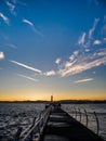 Breakwater at the Ogden Point in Victoria, BC, Canada; sunset ti