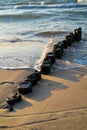 Breakwater at Rewal beach in Poland