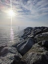 Breakwater rocks on Selsey beach