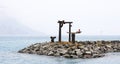 Breakwater with sculpture in the port of La Graciosa