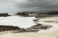 Breakwater and storm Bude Cornwall Royalty Free Stock Photo