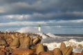 Breakwater in storm.