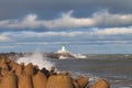 Breakwater in storm.