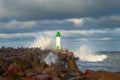 Breakwater in storm.