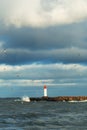 Breakwater in storm.