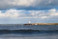 Breakwater in storm.