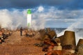 Breakwater in storm.