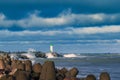 Breakwater in storm.