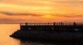 Breakwater sunset Royalty Free Stock Photo