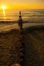 Breakwaters in the Baltic sea over the sunset Royalty Free Stock Photo