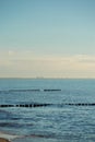 Breakwaters in the Baltic sea over the sunset Royalty Free Stock Photo