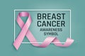 Breast cancer. Adult pink ribbon. Health awareness sign. Hope poster with letters. Charity support. Solidarity symbol Royalty Free Stock Photo