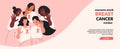 Breast Cancer awareness banner illustration. Faceless woman with pink ribbon. Pink october month female healthcare