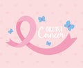 Breast cancer awareness butterflies and ribbon motivation vector design