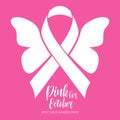 Breast cancer awareness month with Butterfly sign and pink ribbons vector illustration design poster layout. Royalty Free Stock Photo