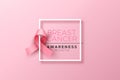 Breast cancer awareness 3d pink silk ribbon frame