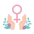 Breast cancer awareness hands gender female sign vector design